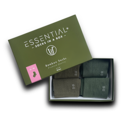 Essential+ bambus sokker, 4 socks in a box, Green Collection